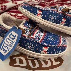 Hey Dude WENDY UGLY SWEATER - HOLIDAY BLUE - 5 / 6.5 Sherpa lined NWT